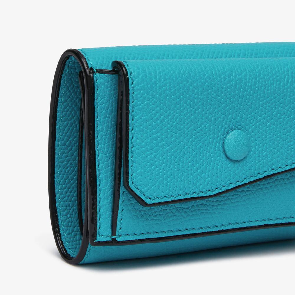 Valextra Portafoglio Bifold con porta monete in Pelle Blu | Valextra Vendita calda
