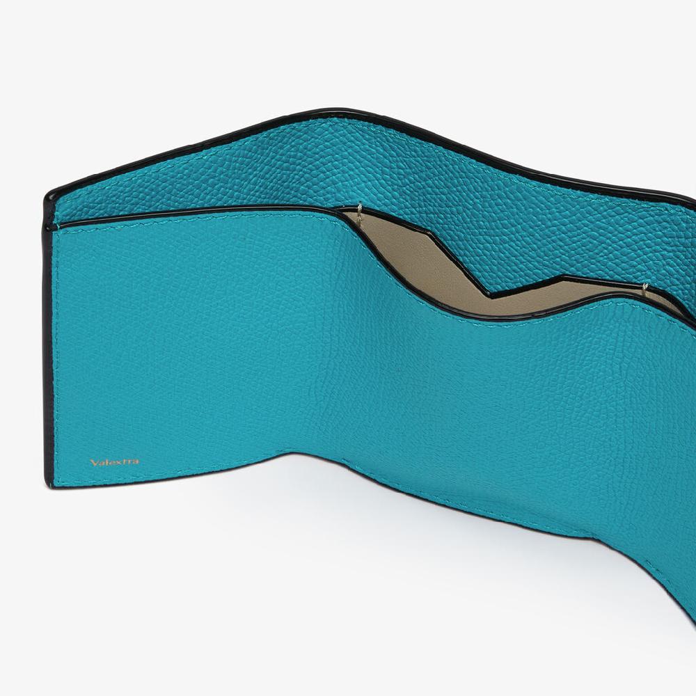 Valextra Portafoglio Bifold con porta monete in Pelle Blu | Valextra Vendita calda