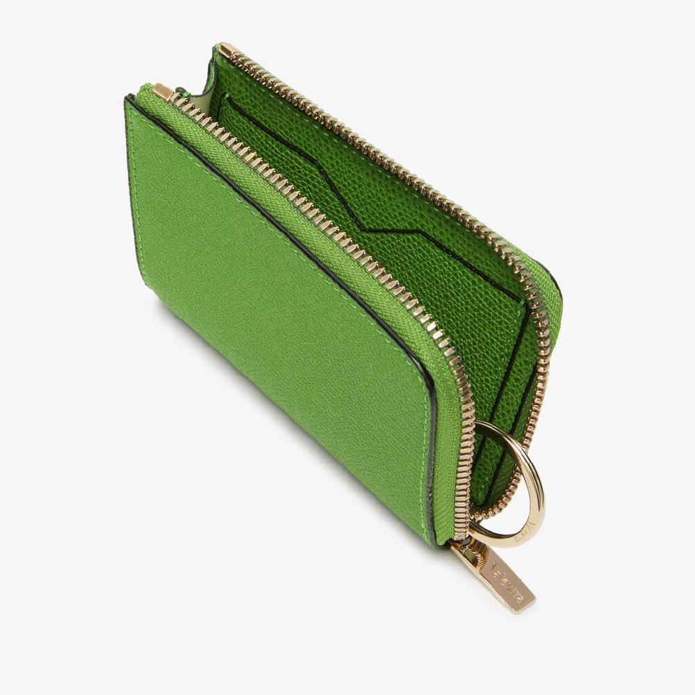 Valextra Portachiavi da Donna in Pelle Verde | Valextra Zip Around Latest fashion