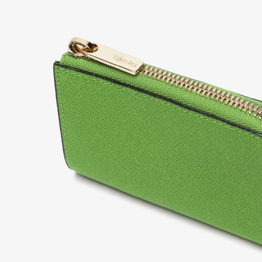 Valextra Portachiavi da Donna in Pelle Verde | Valextra Zip Around Latest fashion