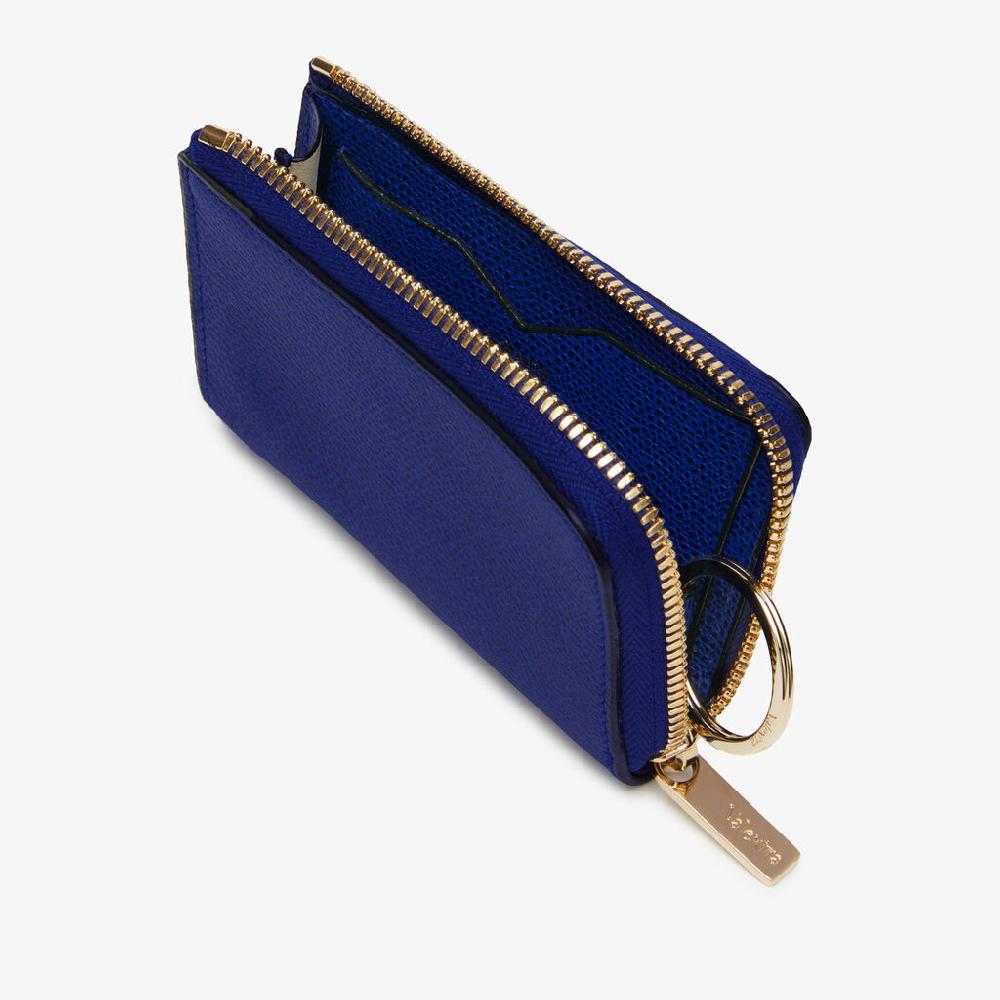 Valextra Portachiavi da Donna in Pelle Blu | Valextra Zip Around Online Outlet