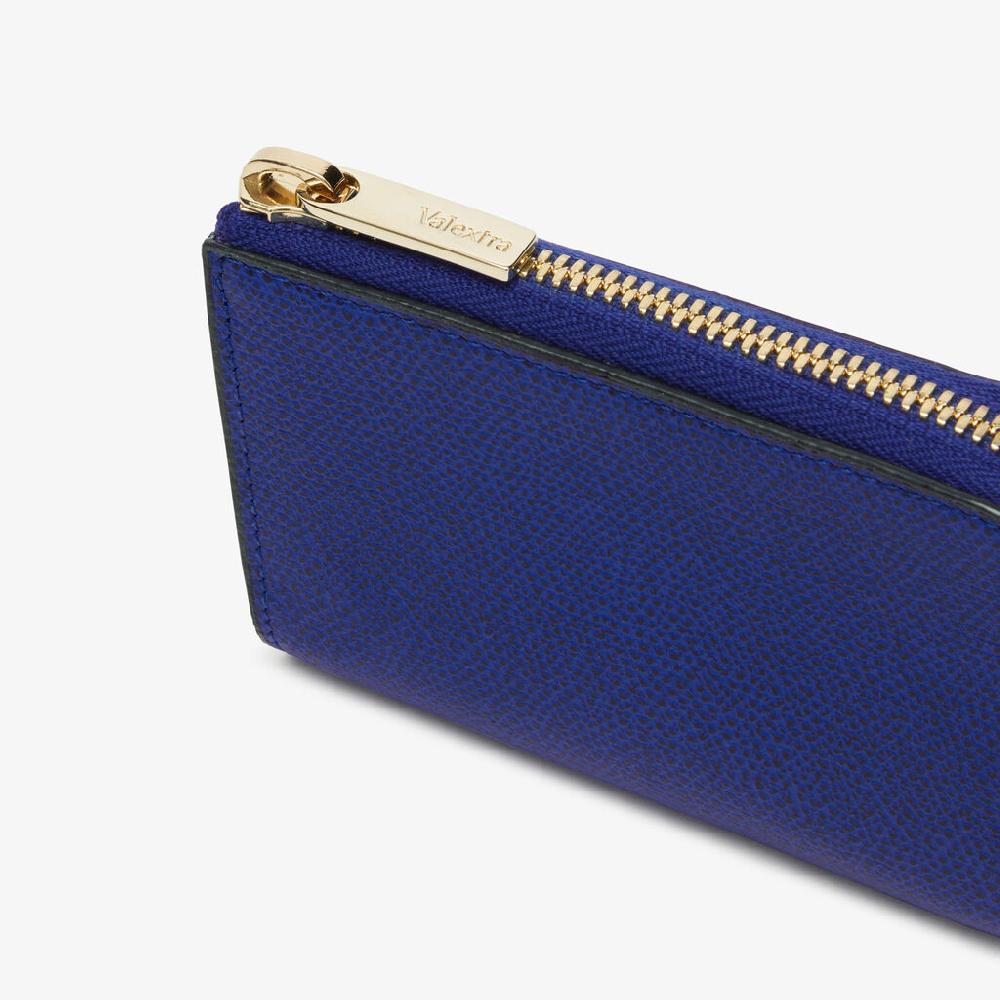 Valextra Portachiavi da Donna in Pelle Blu | Valextra Zip Around Online Outlet