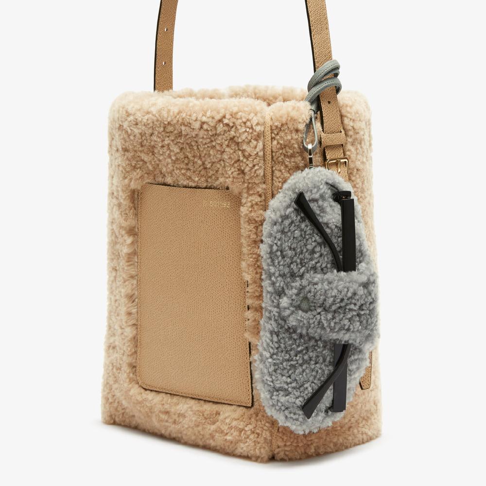 Valextra Custodia porta occhiali di Lusso in Shearling Grigia Grandi sconti