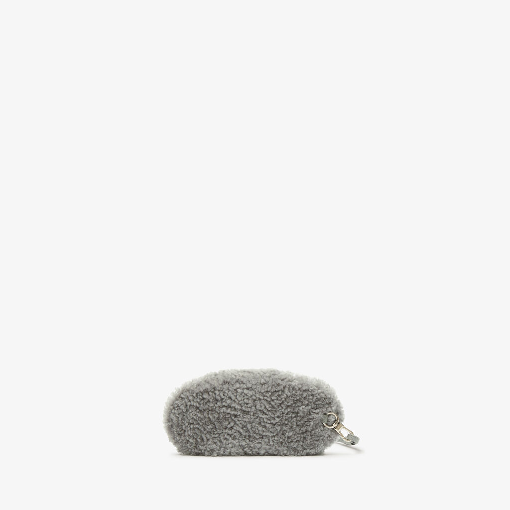 Valextra Custodia porta occhiali di Lusso in Shearling Grigia Grandi sconti