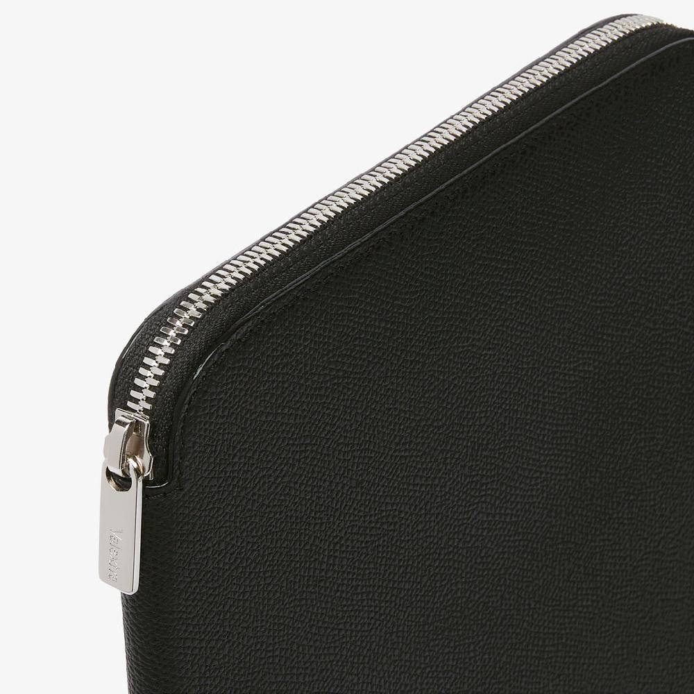Valextra Cartella per Scrittura con Zip A5 | Pelle di vitello Millepunte | Nero | Valextra Offerte stagionali