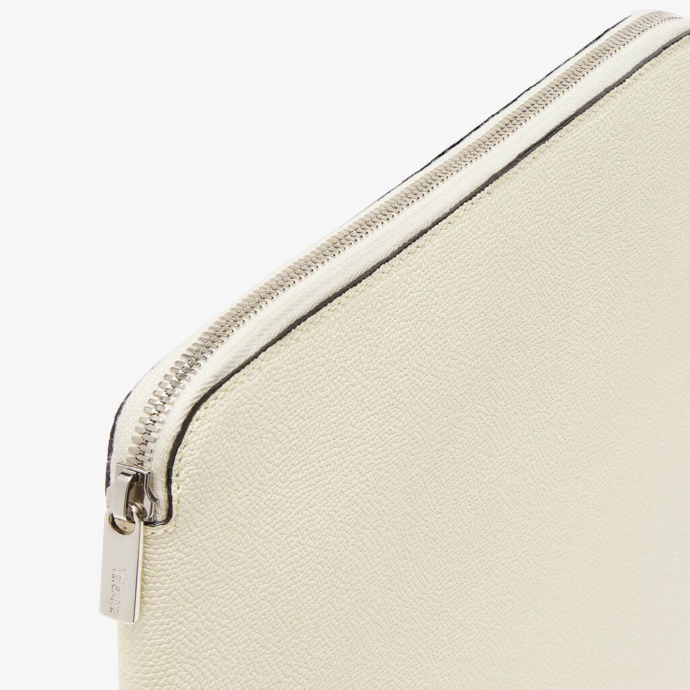Valextra Cartella per Scrittura con Zip A4 | Pelle di vitello Millepunte | Bianco Pergamena | Valextra Rilascio limitato