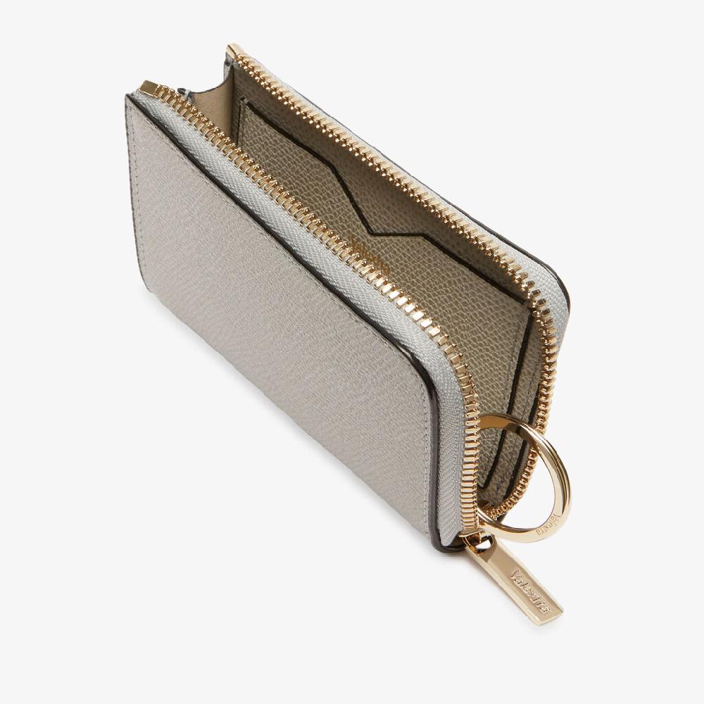 Valextra Portachiavi con zip in Pelle Grigio chiaro | Valextra Zip Around Fino al 65% di sconto