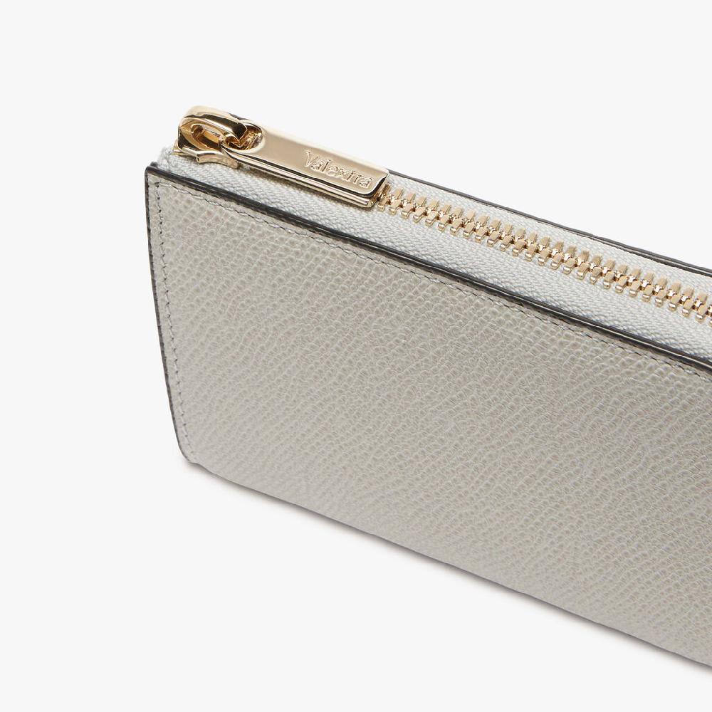 Valextra Portachiavi con zip in Pelle Grigio chiaro | Valextra Zip Around Fino al 65% di sconto