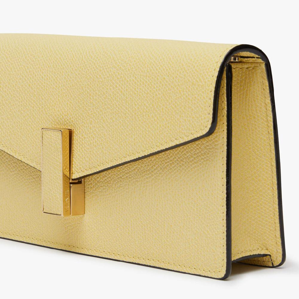 Valextra Clutch Donna di Lusso in Pelle Gialla con catena | Valextra Iside Super sconto