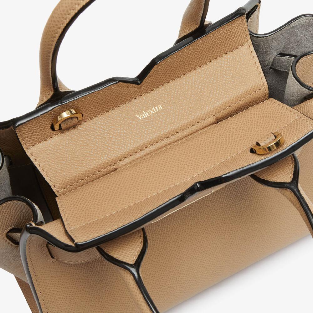 Valextra Borsa a Tracolla Milano Micro | Pelle di vitello Millepunte Soft | Beige Cashmere | Valextra Esporta salva