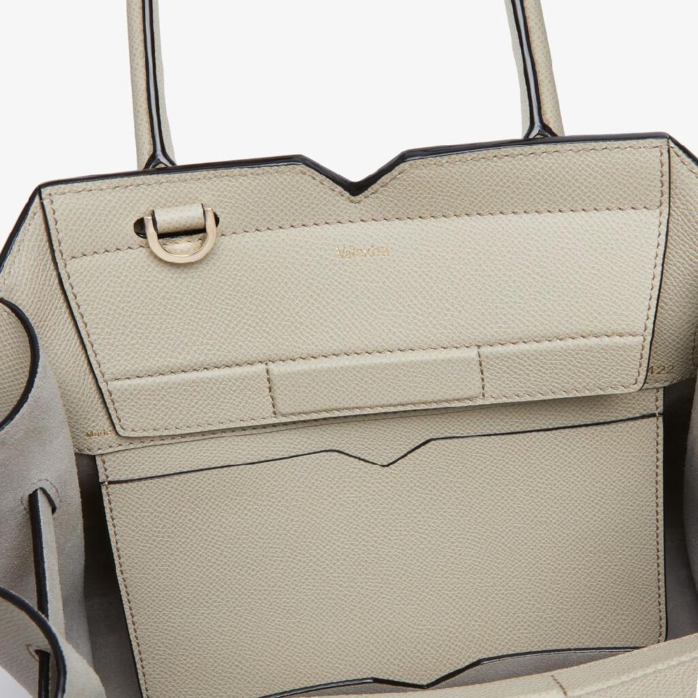 Valextra Borsa a Due Manici Milano Mini | Pelle di vitello Millepunte Soft | Grigio Lino | Valextra Black Friday Prezzi