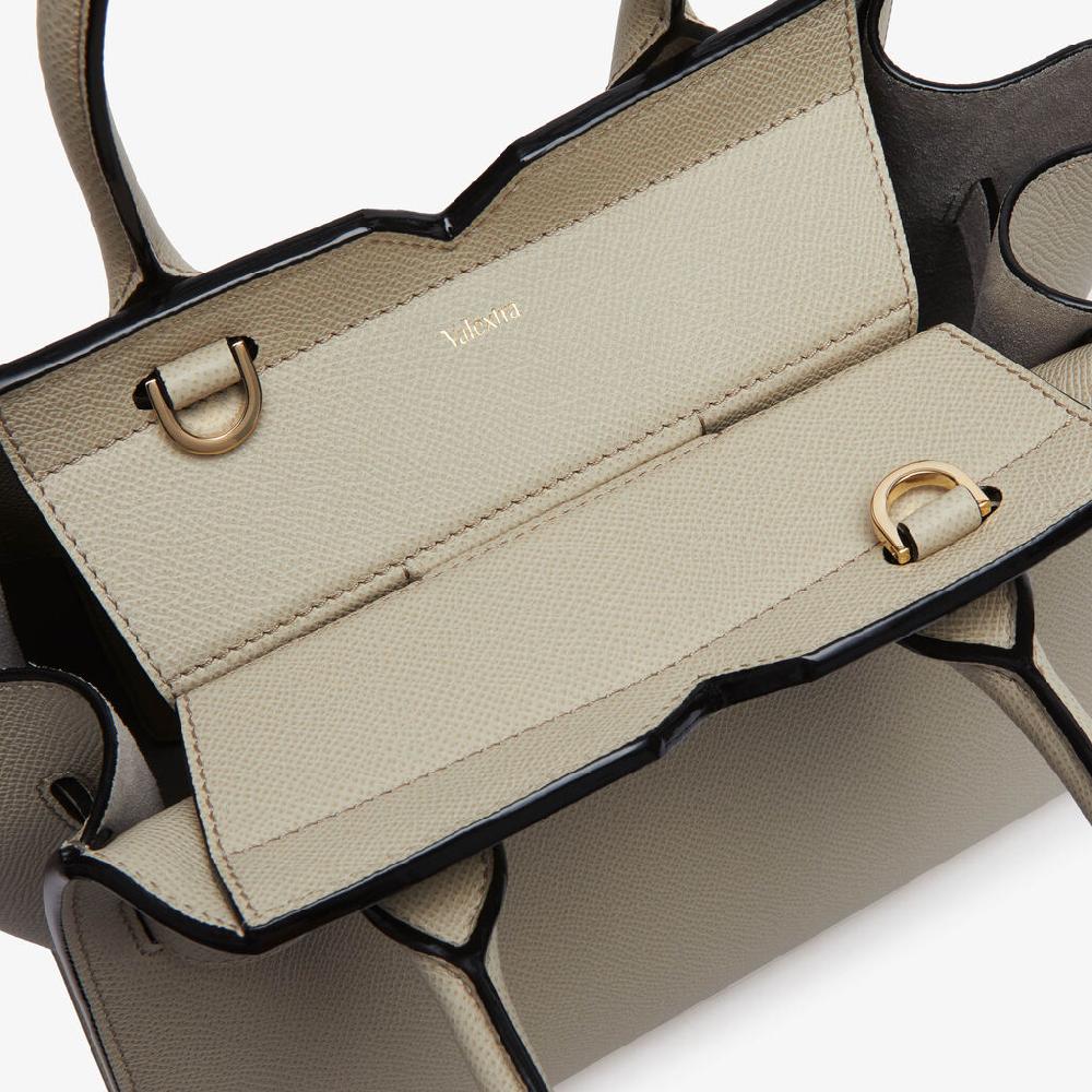 Valextra Borsa a Due Manici Milano Mini | Pelle di vitello Millepunte Soft | Grigio Lino | Valextra Black Friday Prezzi