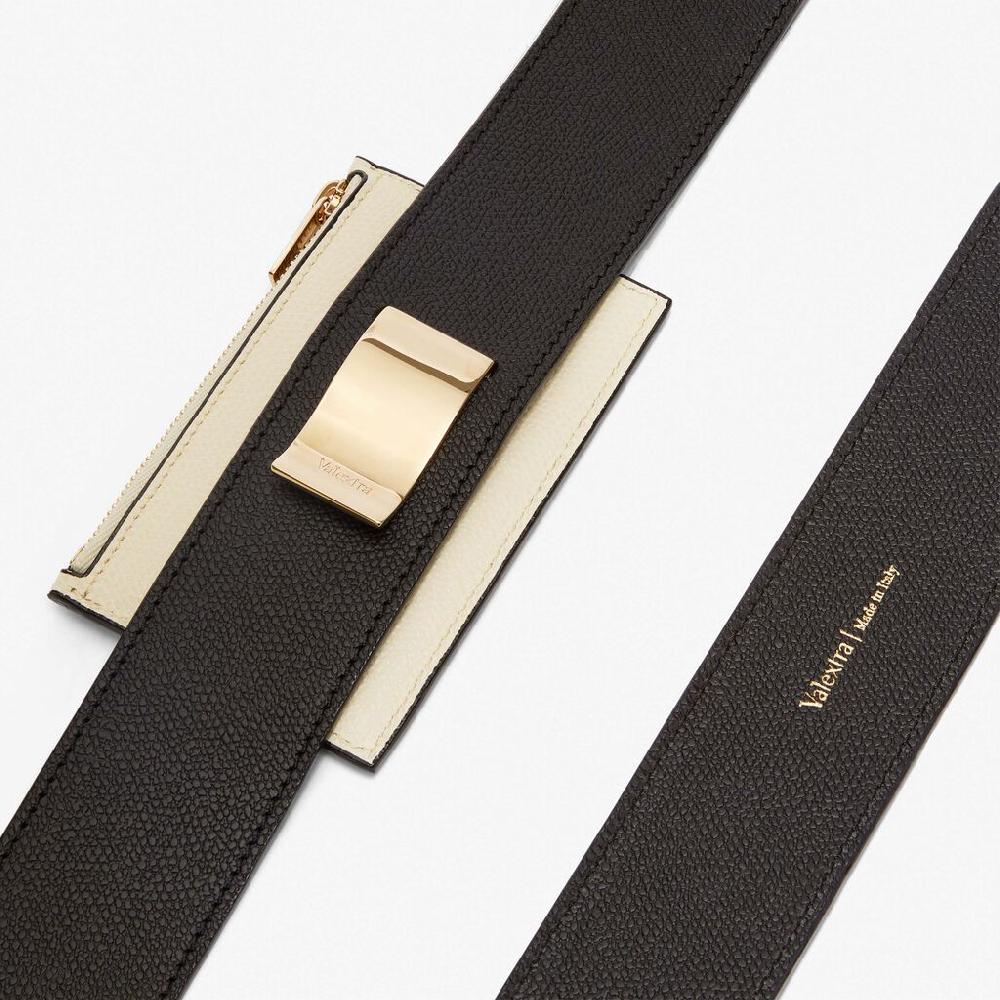 Valextra Tracolla con portacarte in Pelle Nera e Bianca | Valextra 50% di sconto per tempo limitato