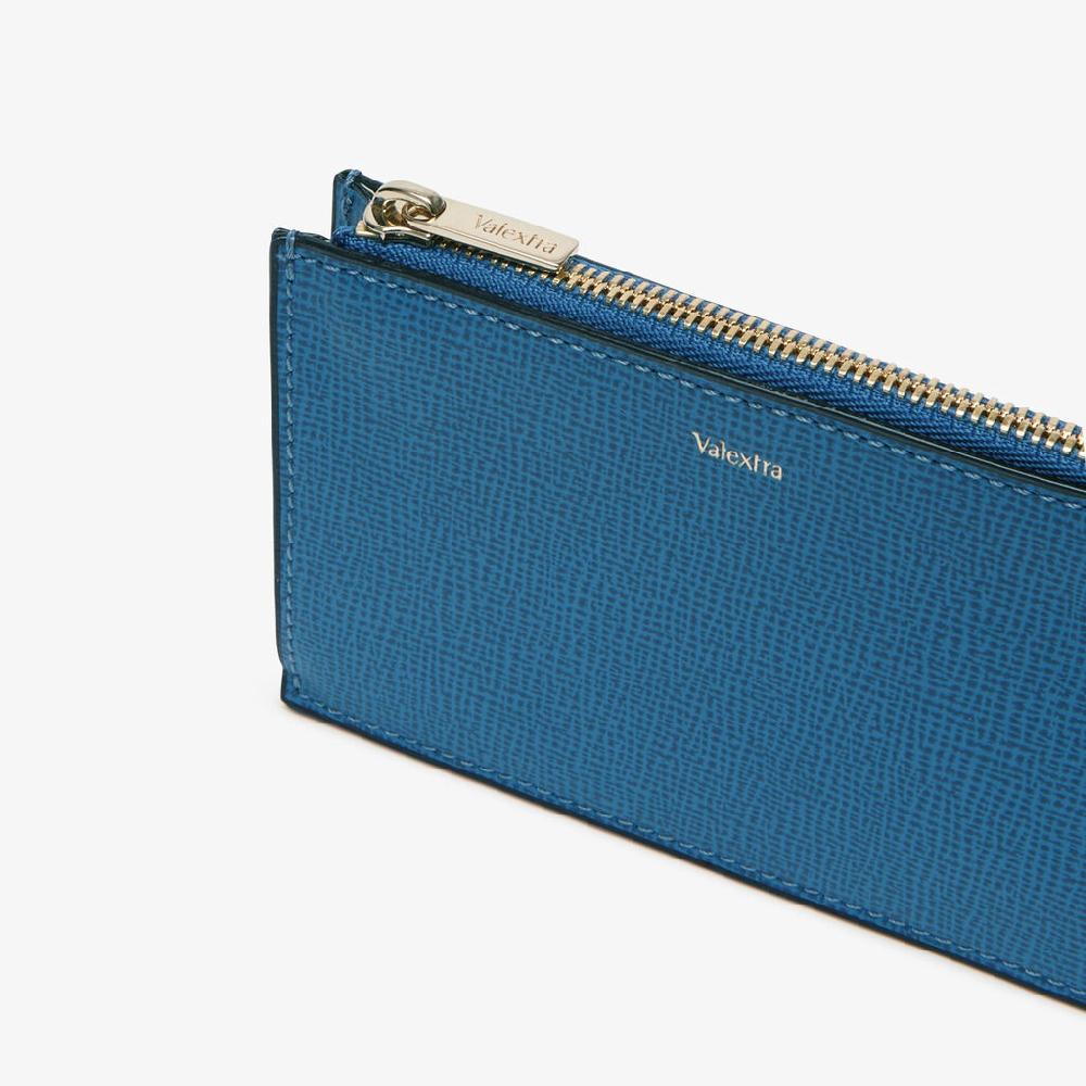 Valextra Portamonete da Donna in Pelle Blu Cobalto di Lusso | Valextra In Linea