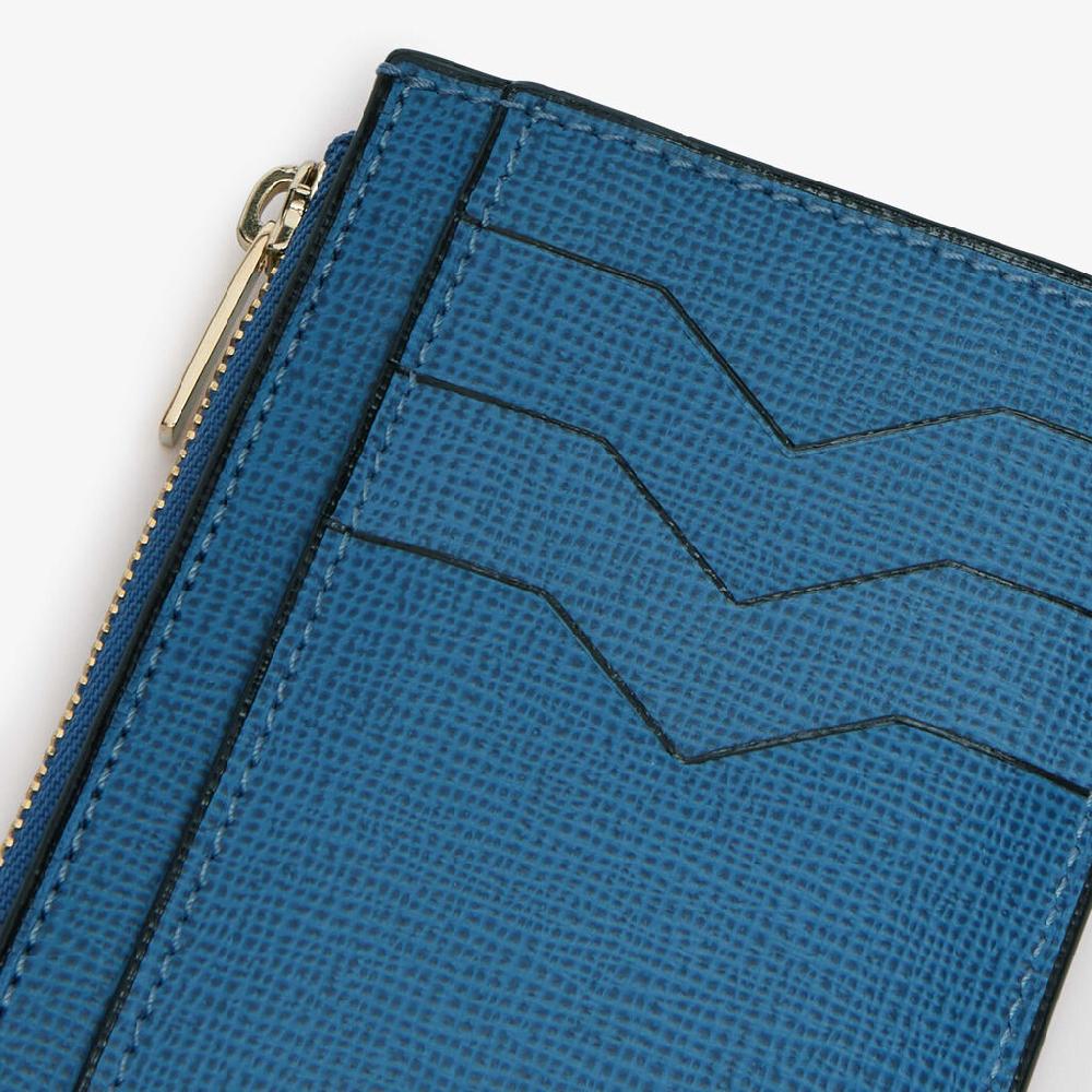 Valextra Portamonete da Donna in Pelle Blu Cobalto di Lusso | Valextra In Linea
