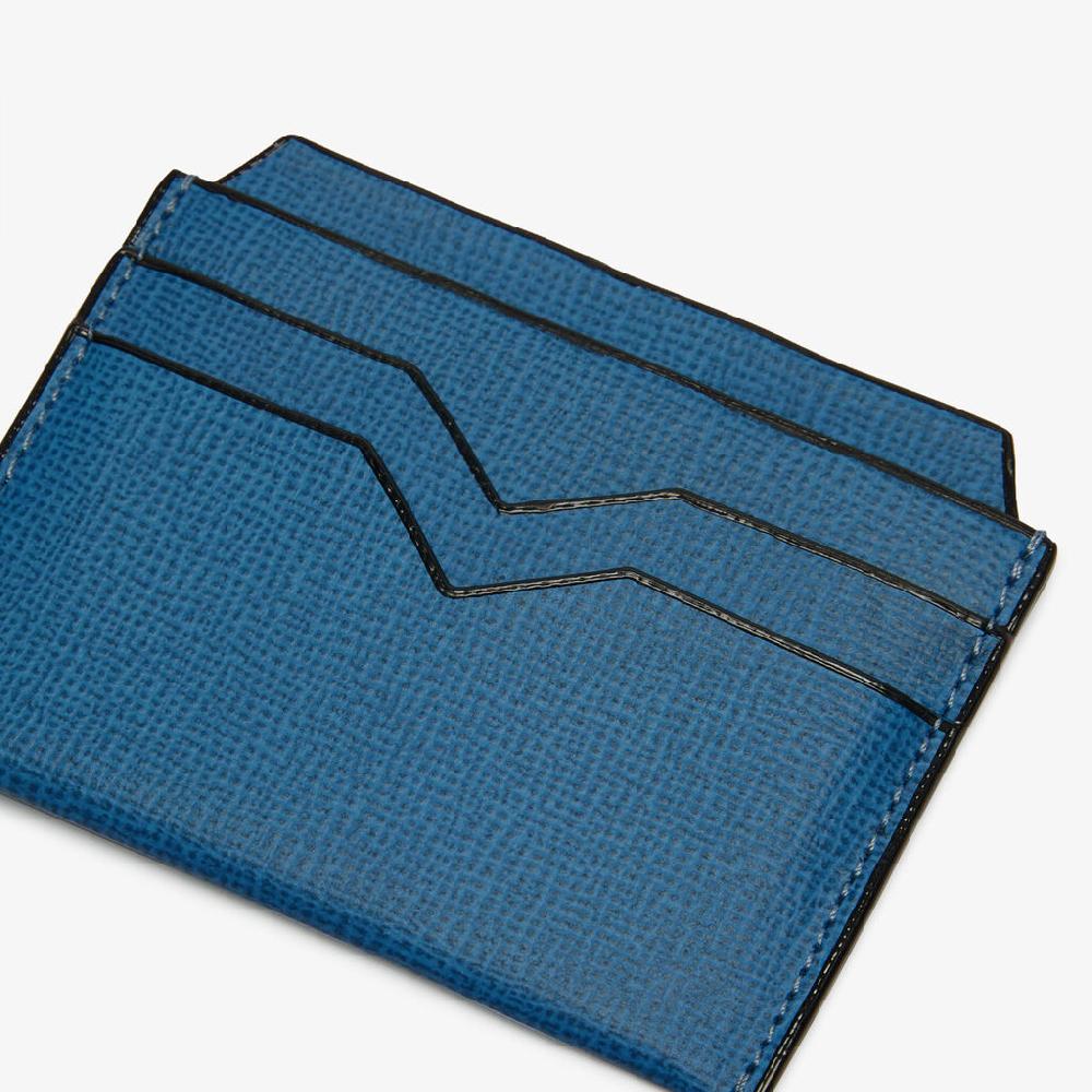 Valextra Porta carte di credito in Pelle Blu Cobalto | Valextra Qualità
