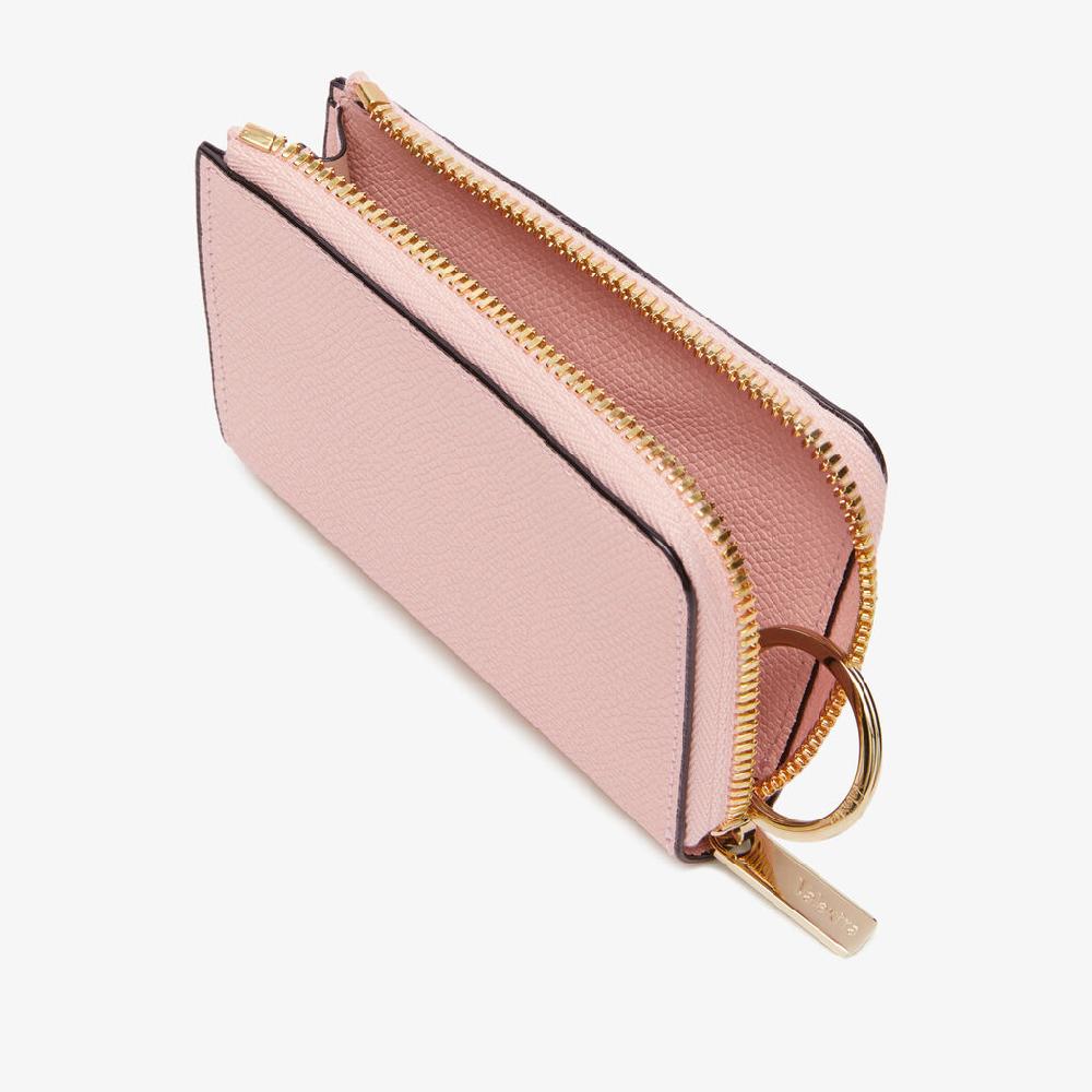 Valextra Portachiavi da Donna in Pelle Rosa | Valextra Zip Around Negozi Online