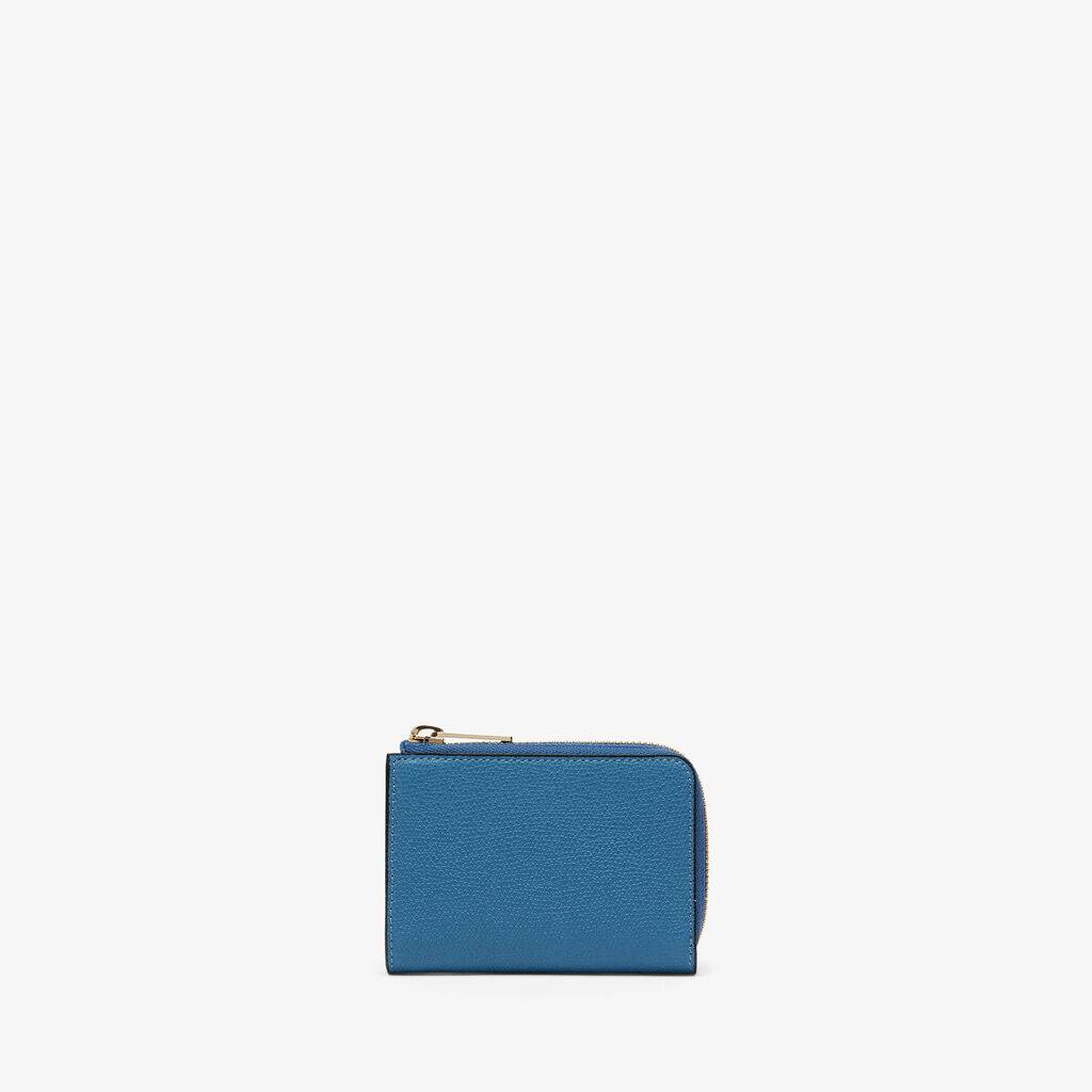 Valextra Portachiavi chiuso con zip in Pelle Blu Cobalto | Valextra Zip Around
