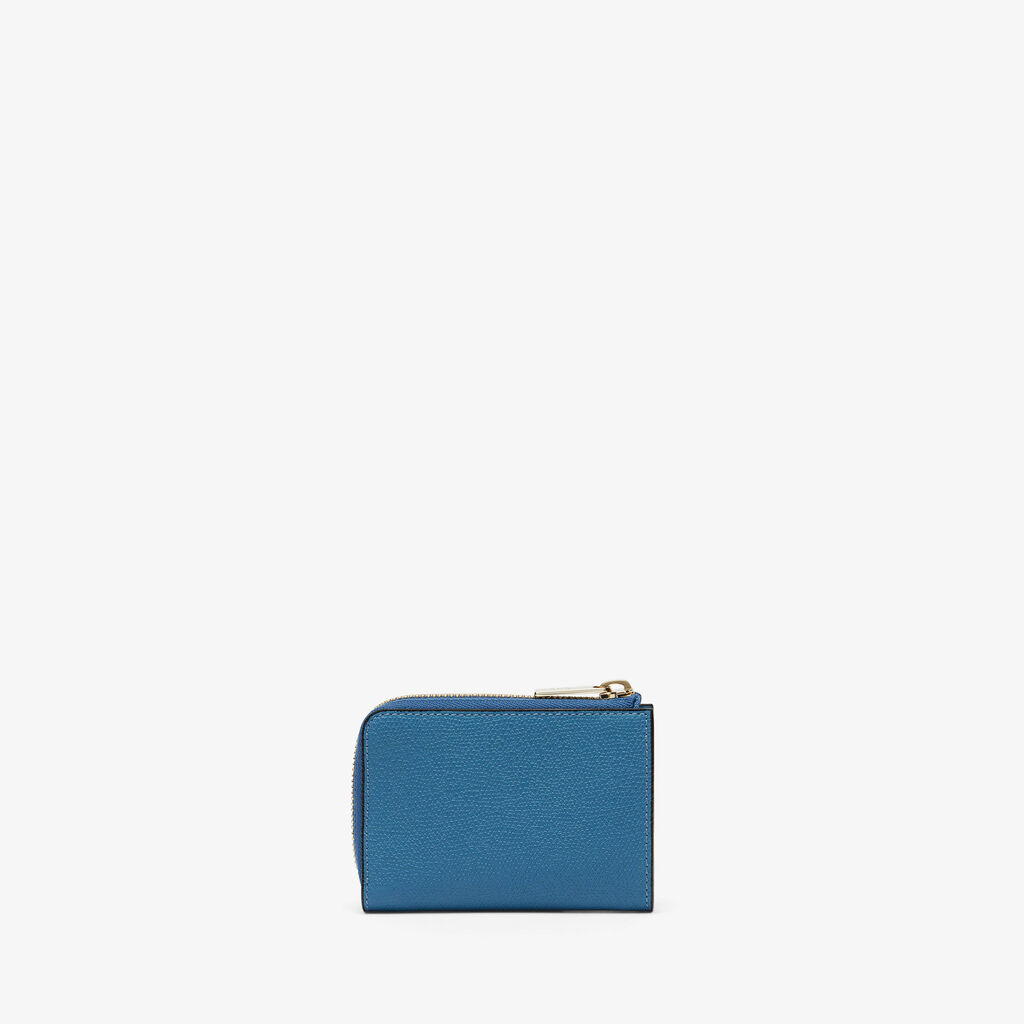 Valextra Portachiavi chiuso con zip in Pelle Blu Cobalto | Valextra Zip Around Acquista Ora