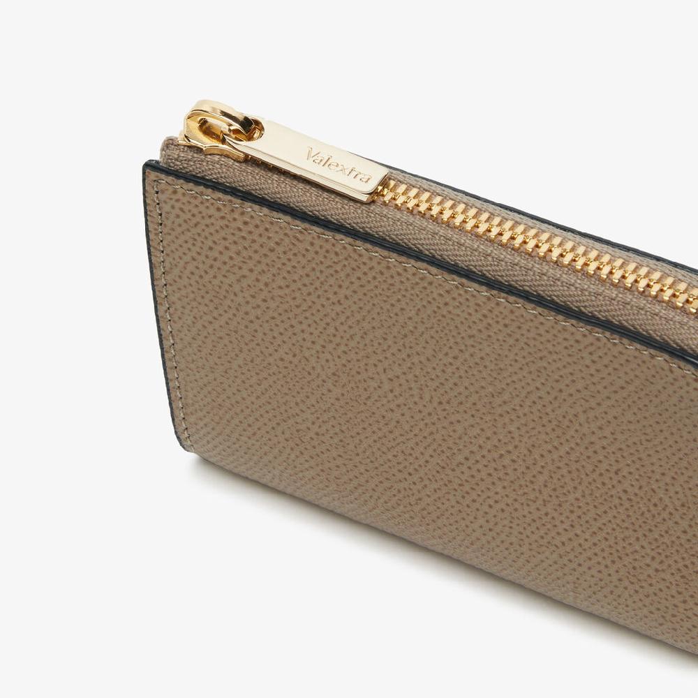 Valextra Portachiavi in Pelle Marrone Tortora | Valextra Zip Around Consegna Veloce