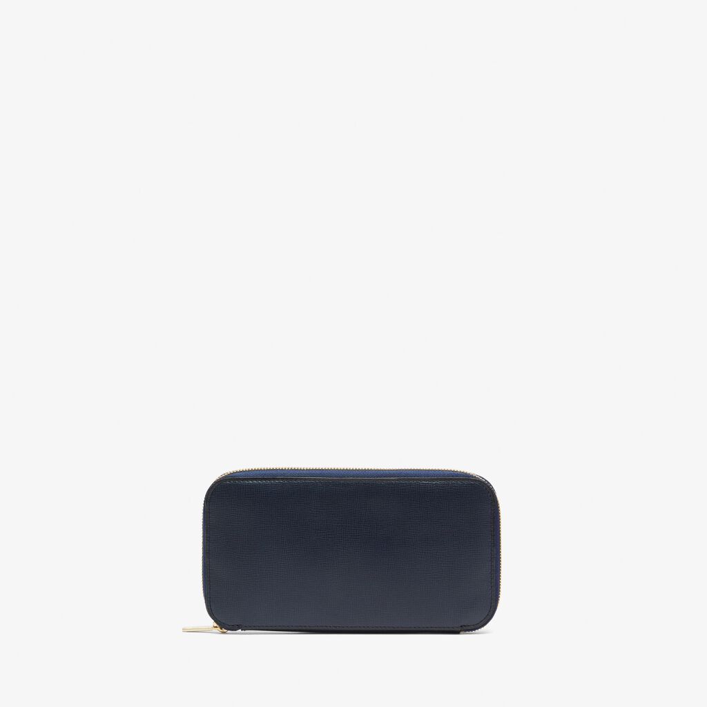 Valextra Portafoglio con zip in Pelle Blu | Valextra Zip Around Promozione Limitata