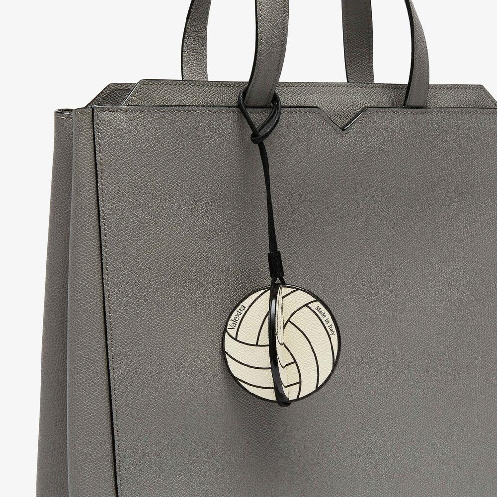 Valextra Charm pallavolo da Donna in Pelle Bianca e Nera | Valextra Prezzo Ridotto