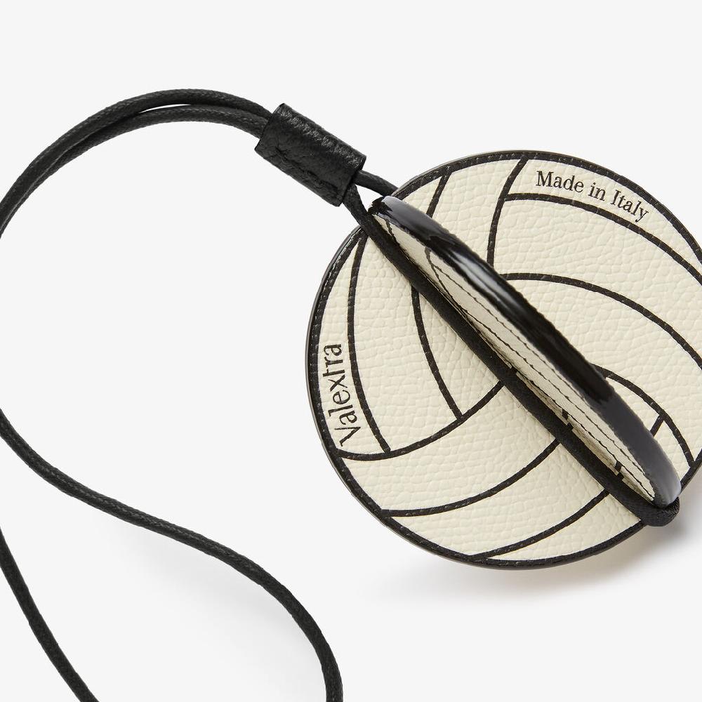 Valextra Charm pallavolo da Donna in Pelle Bianca e Nera | Valextra Prezzo Ridotto