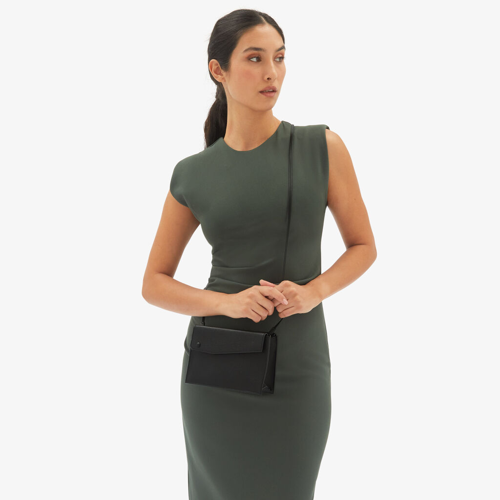 Valextra Borsa a tracolla pocket Slim | Pelle di vitello Millepunte | Nero | Valextra Sconto