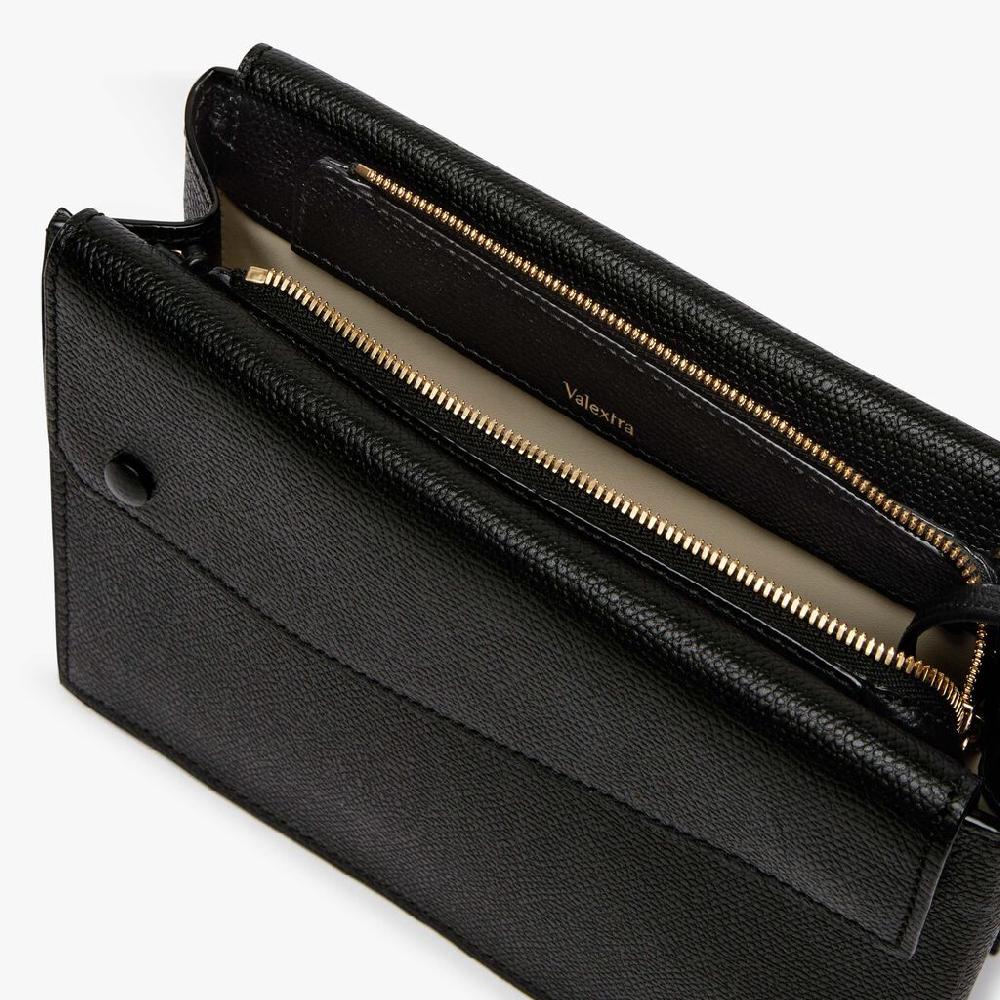 Valextra Borsa a tracolla pocket Slim | Pelle di vitello Millepunte | Nero | Valextra Sconto
