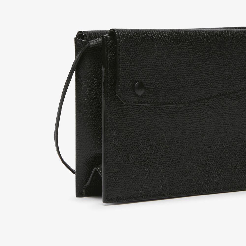 Valextra Borsa a tracolla pocket Slim | Pelle di vitello Millepunte | Nero | Valextra Sconto