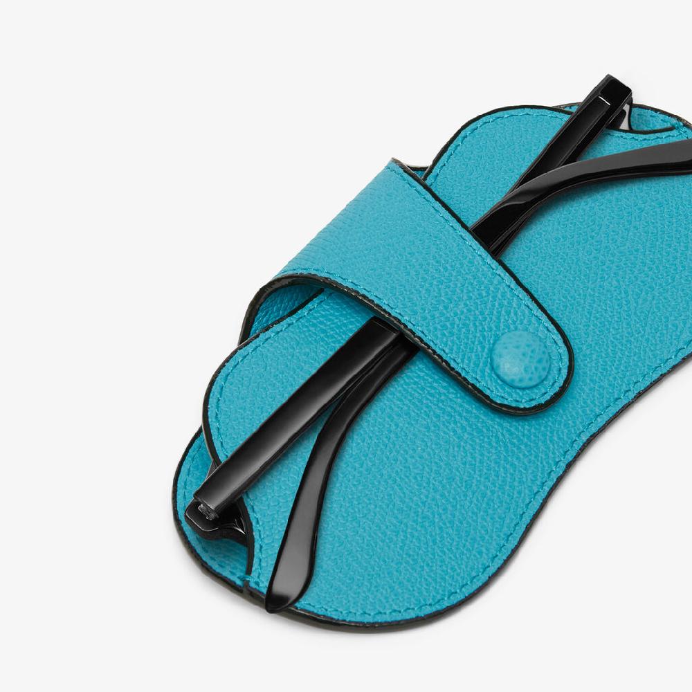 Valextra Custodia porta occhiali di Lusso in Pelle Blu | Valextra Offerta