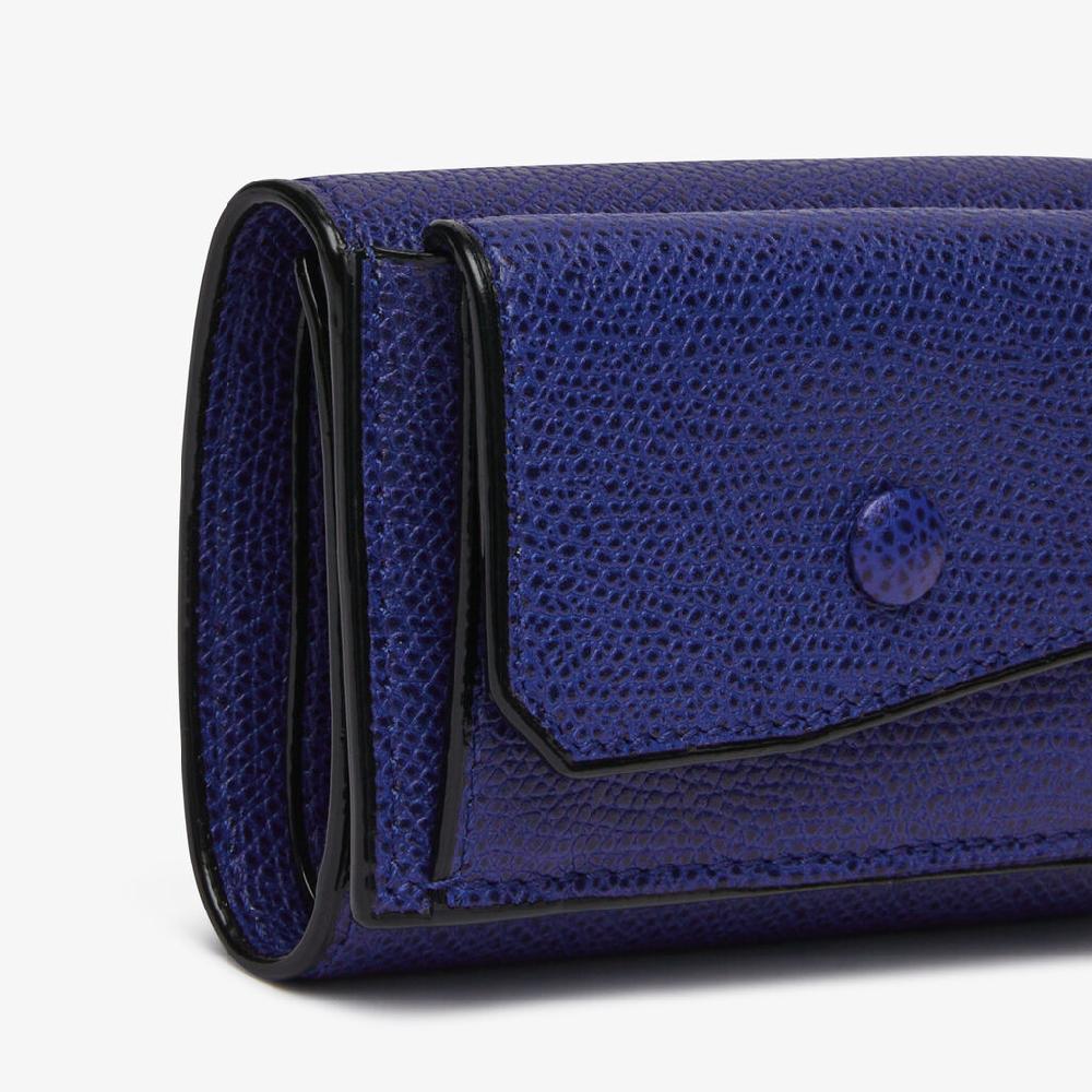 Valextra Portafoglio Compatto da Donna in Pelle Blu | Valextra Saldi
