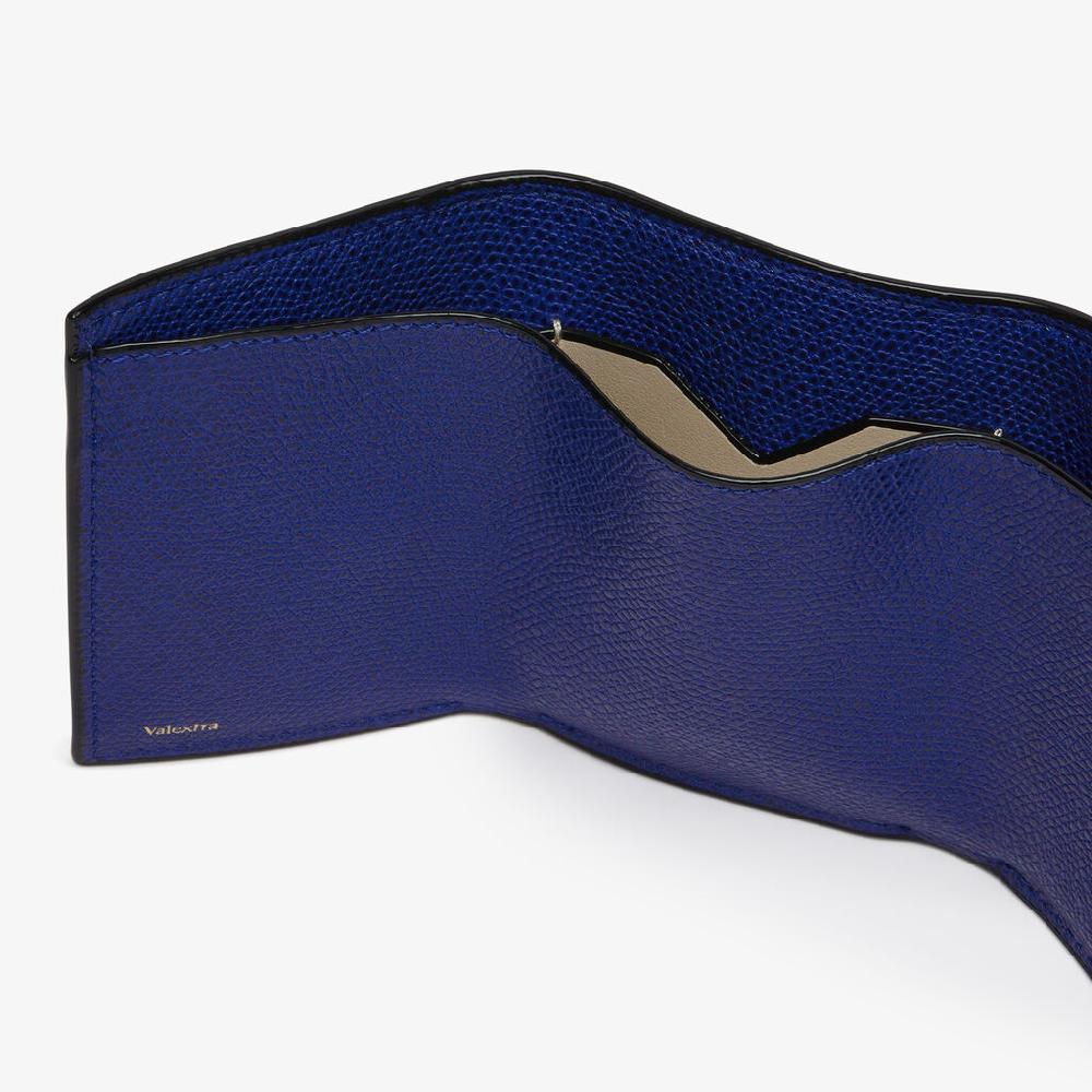 Valextra Portafoglio Compatto da Donna in Pelle Blu | Valextra Saldi