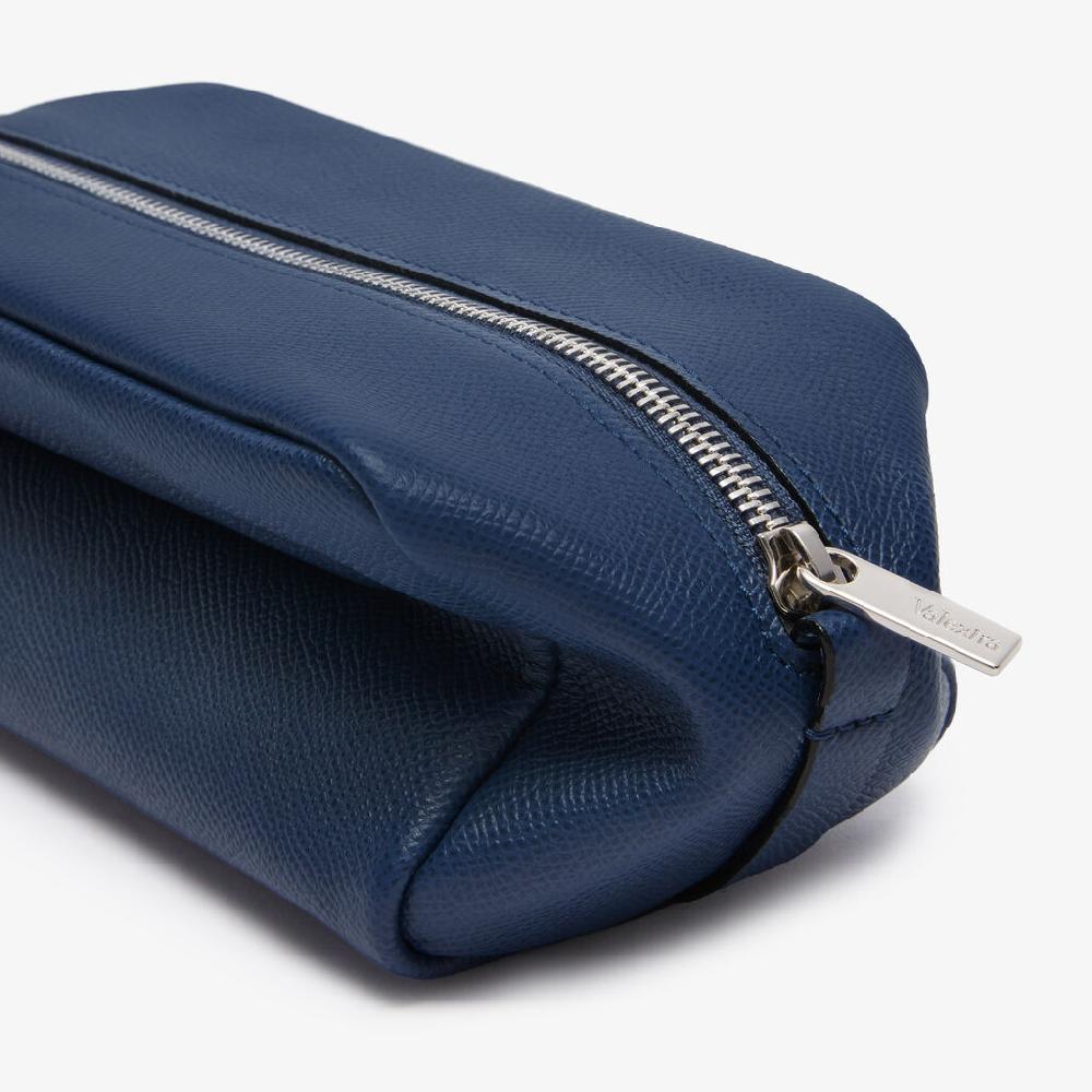 Valextra Pochette da viaggio da Uomo di Lusso in Pelle Blu Vendita Calda