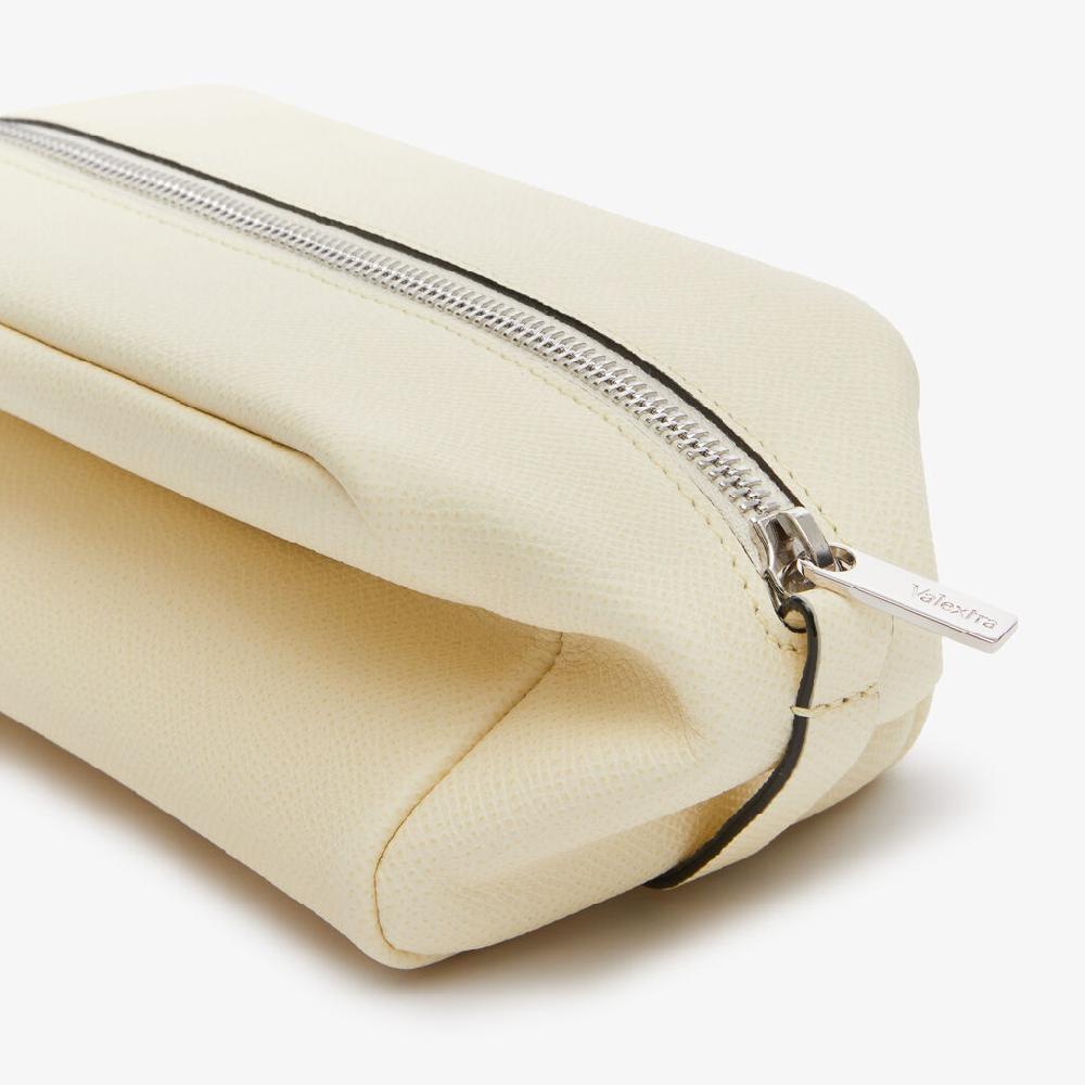 Valextra Pochette da viaggio da Donna di Lusso in Pelle Bianca Saldi Di Fabbrica
