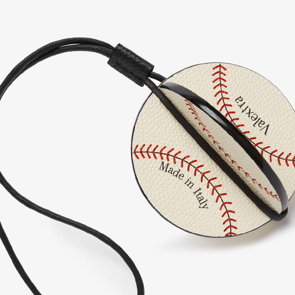 Valextra Charm palla da baseball in Pelle Bianca Rossa e Nera | Valextra In Saldo