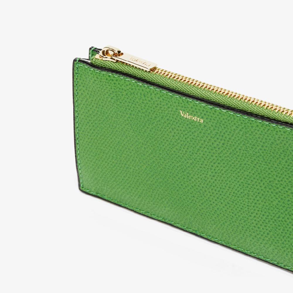 Valextra Portamonete elegante in Pelle Verde con zip | Valextra Shopping online