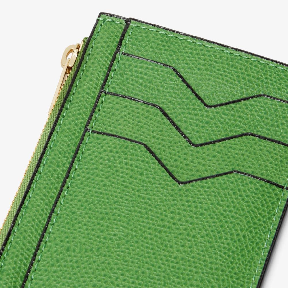 Valextra Portamonete elegante in Pelle Verde con zip | Valextra Shopping online