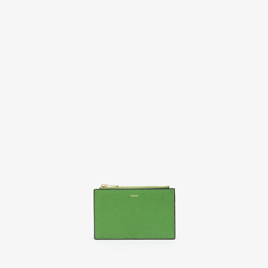 Valextra Portamonete elegante in Pelle Verde con zip | Valextra Shopping online