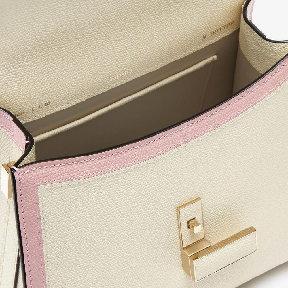 Valextra Borsa a mano mini da Donna in Pelle Bianca e Rosa | Valextra Iside Offerta Anniversario