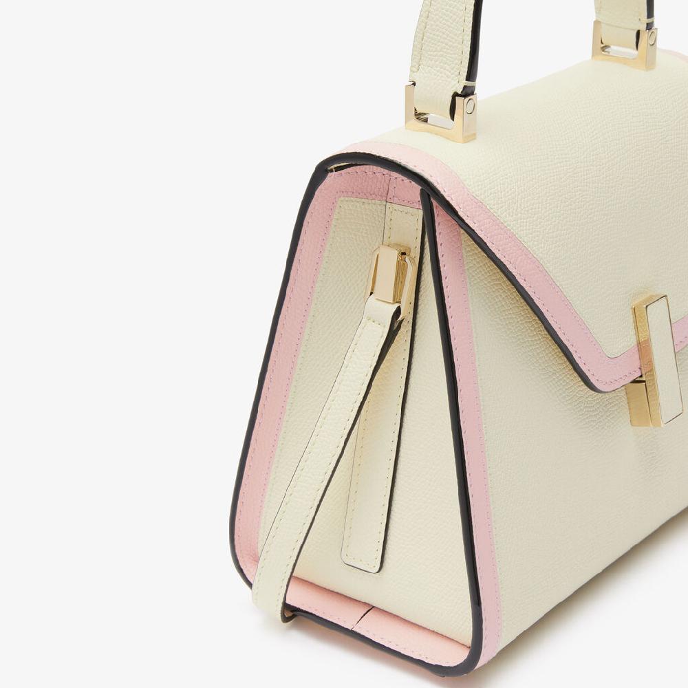 Valextra Borsa a mano mini da Donna in Pelle Bianca e Rosa | Valextra Iside Offerta Anniversario