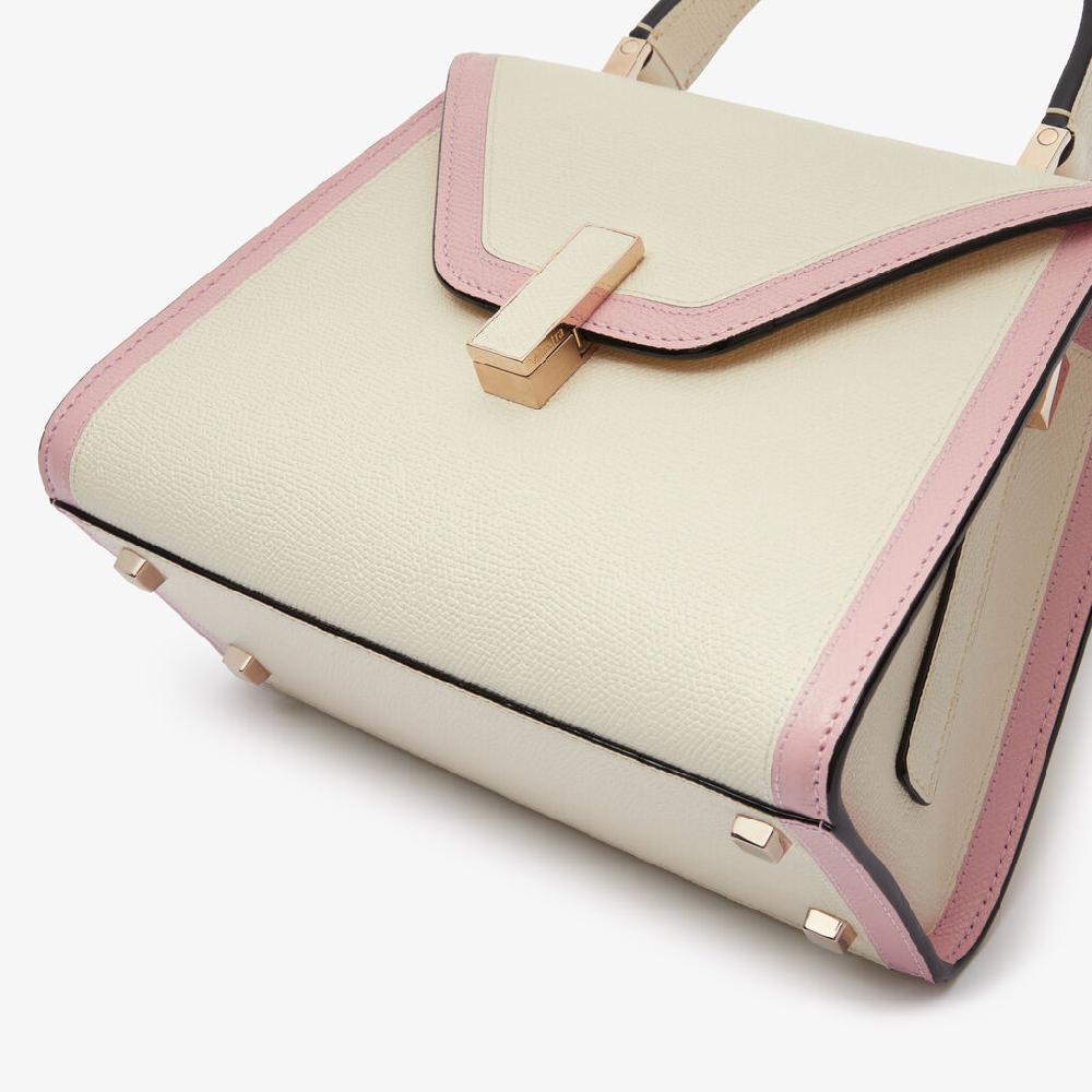 Valextra Borsa a mano mini da Donna in Pelle Bianca e Rosa | Valextra Iside Offerta Anniversario