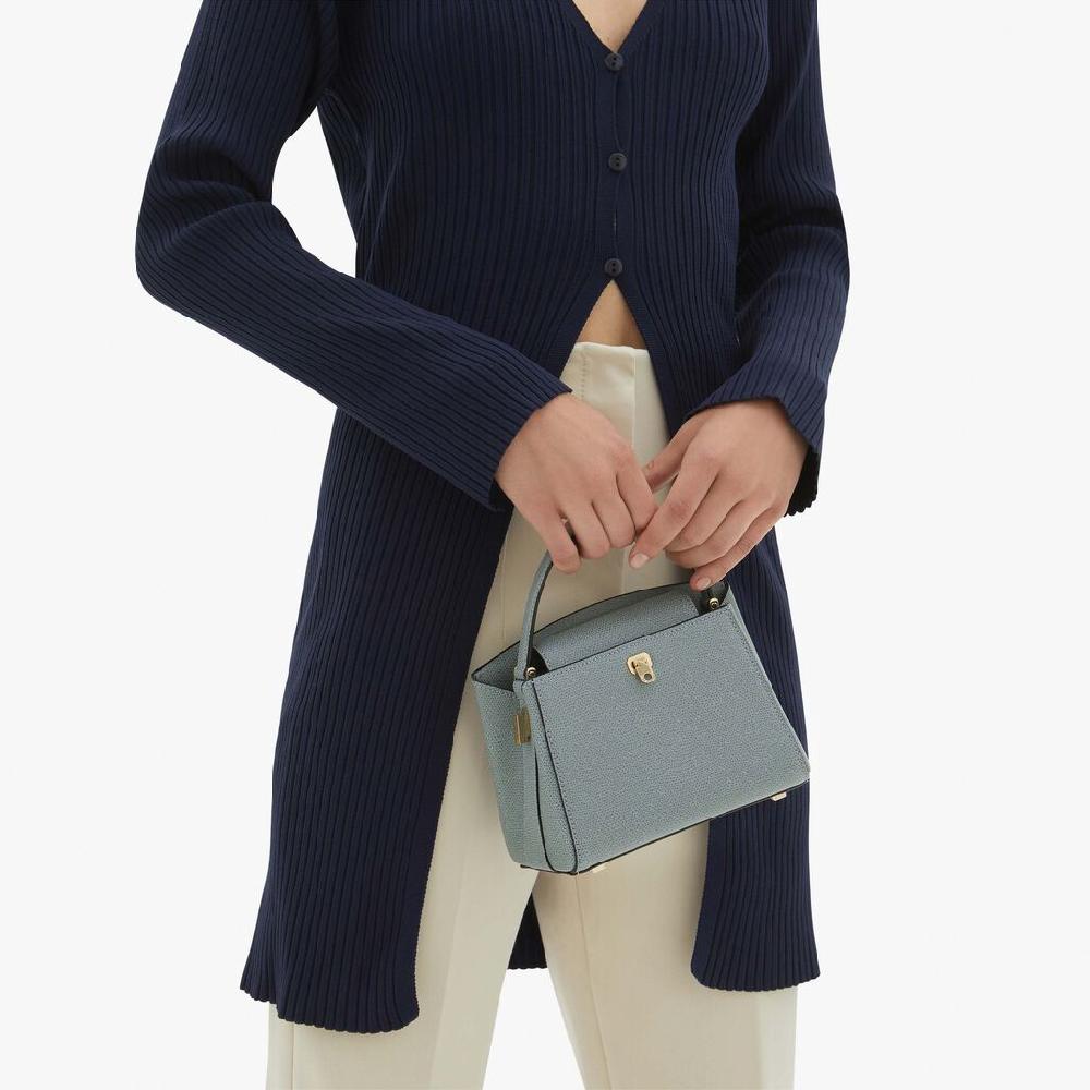 Valextra Borsa a mano Micro in Pelle Blu | Valextra Brera Vendita calda