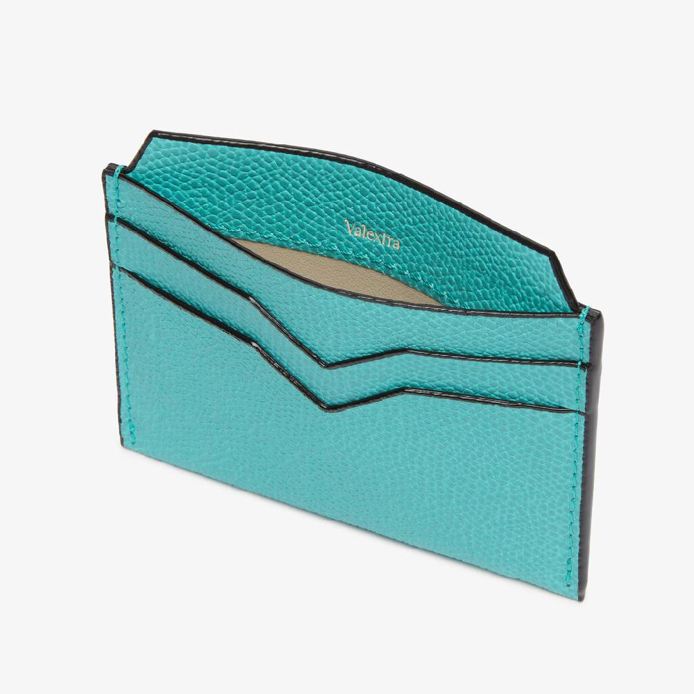 Valextra Porta carte di credito compatto in Pelle Azzurra | Valextra Offerte esclusive