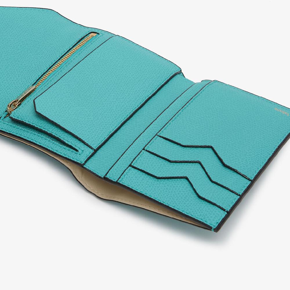 Valextra Portafoglio piccolo da Donna in Pelle Azzurra | Valextra Iside Bestseller