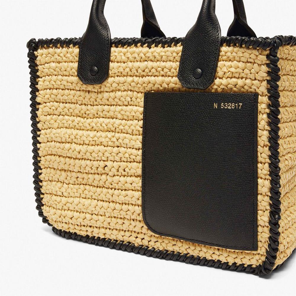 Valextra Borsa tote Mini da Donna in Rafia Beige e Nera | Valextra Offerte stagionali