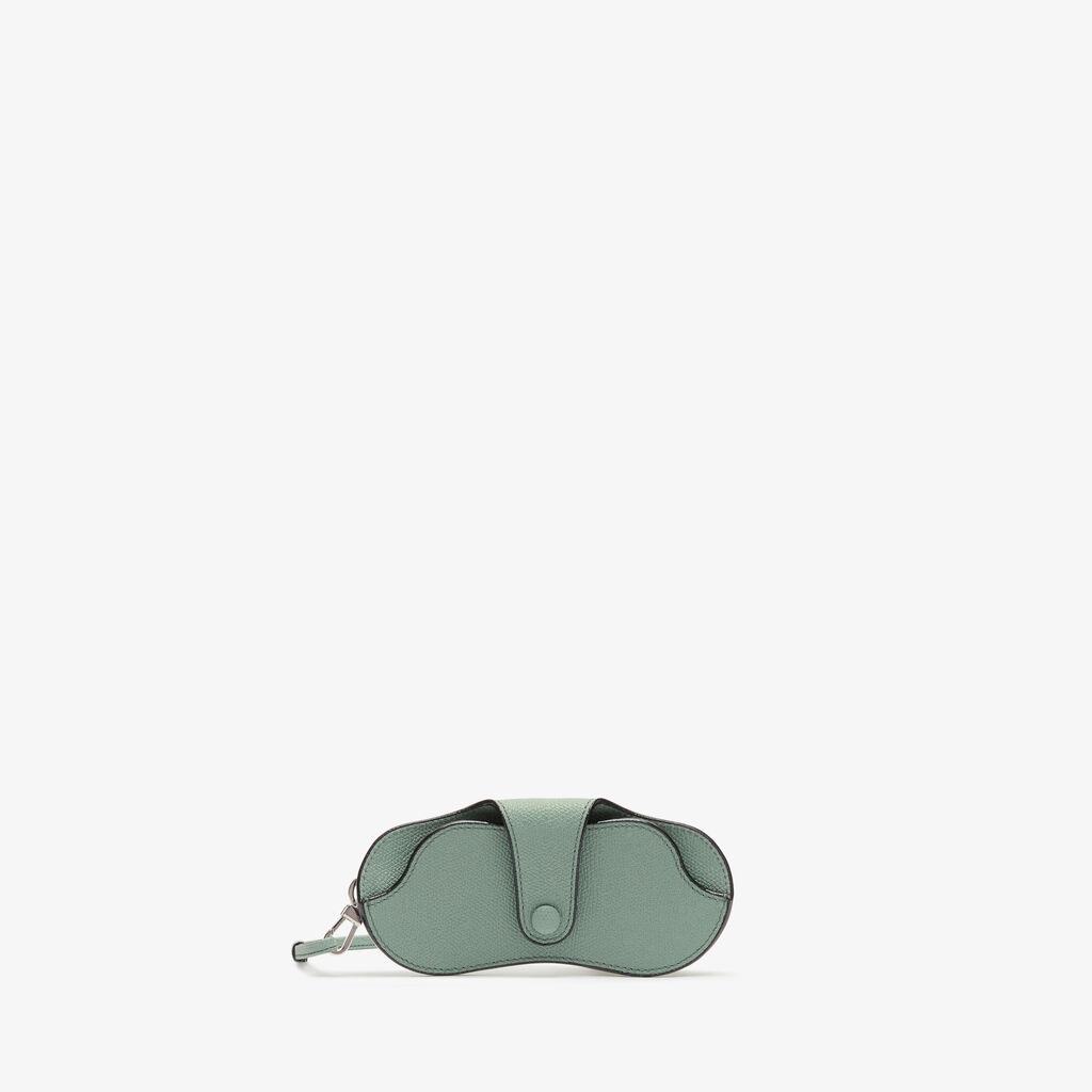 Valextra Porta Occhiali Con Tracolla | Pelle di vitello Millepunte | Verde Eucalipto | Valextra