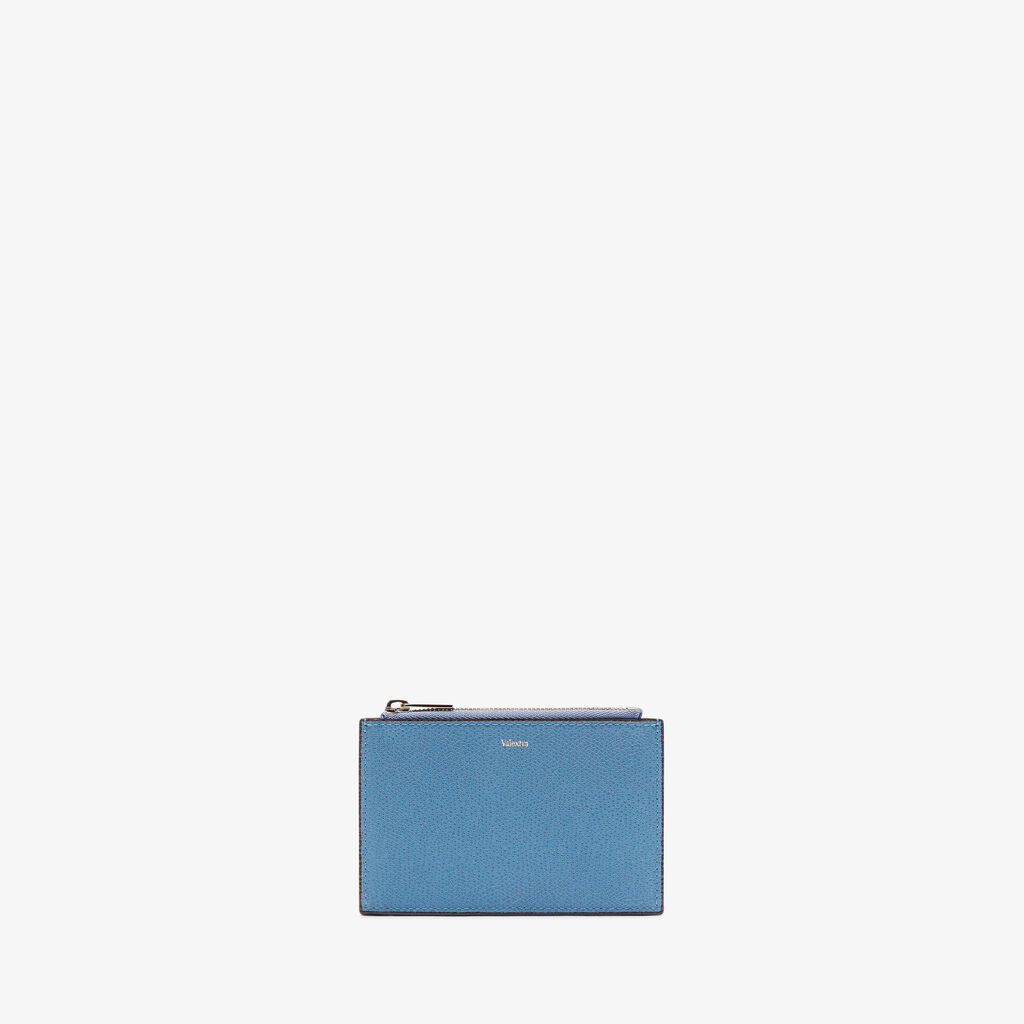 Valextra Porta carte con zip di Lusso in Pelle Blu e Marrone | Valextra Ritorno libero