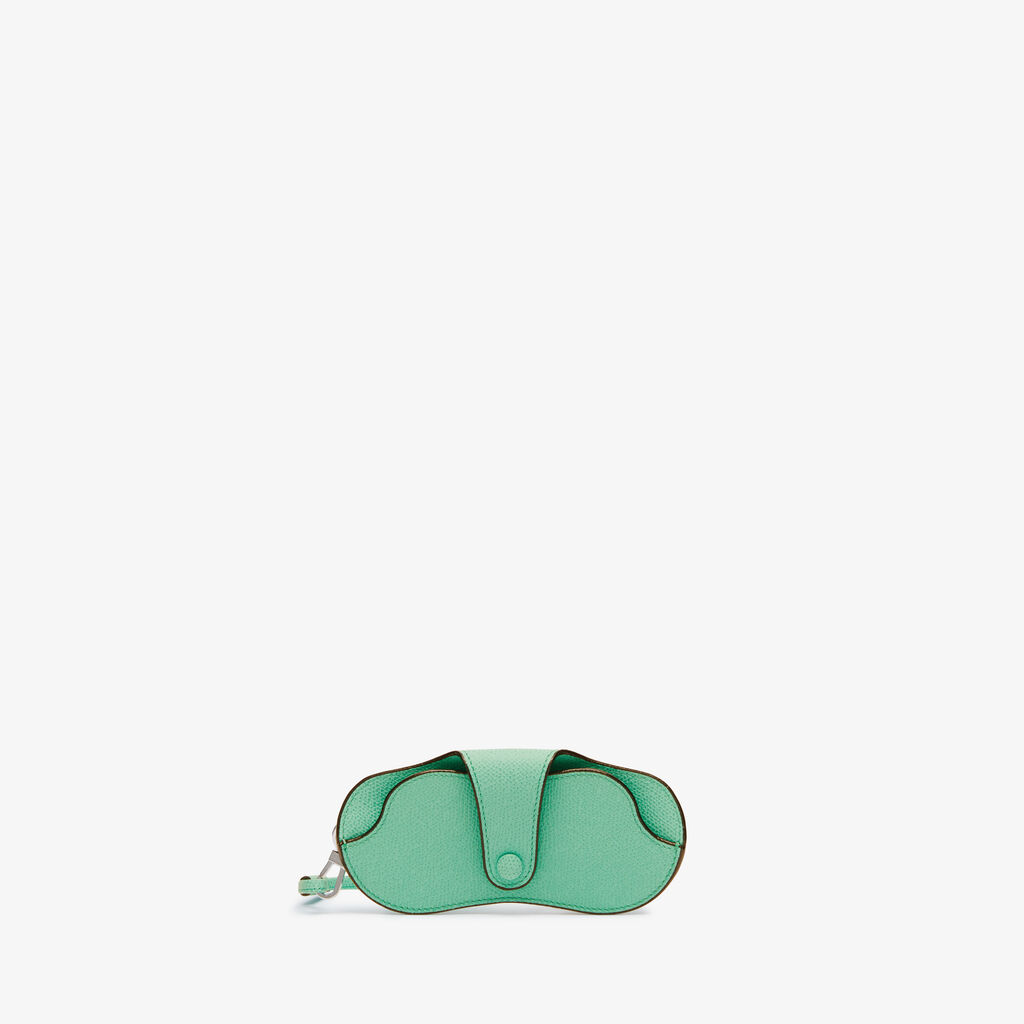 Valextra Porta Occhiali Con Tracolla | Pelle di vitello Millepunte | Verde LatteMenta | Valextra