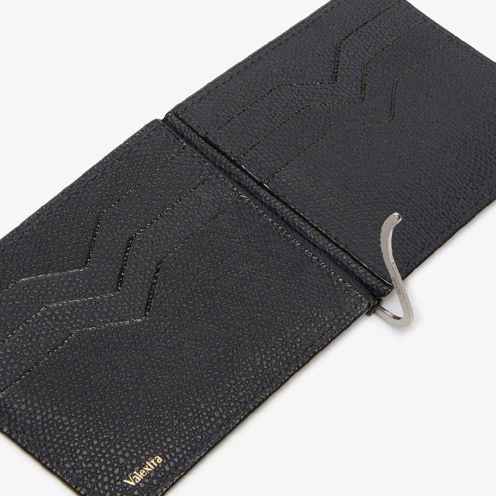 Valextra Portafoglio Grip Semplice | Pelle di vitello Millepunte | Blu Notte | Valextra Promozione temporanea